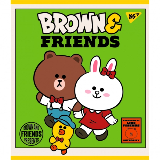 Зошит учнівський 12 аркушів клітинка Yes Преміум Line Friends 766795