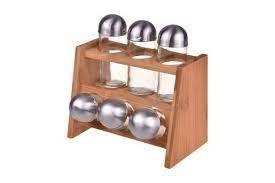 Стійка для спецій з бамбука (6 бут., 1 підставка 18,9х12х17) OMS