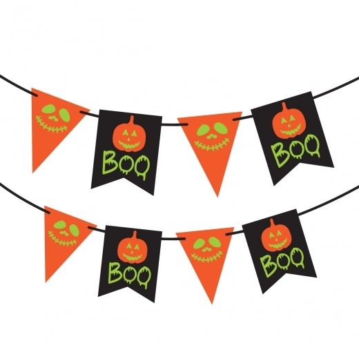 Гірлянда паперова прапорці Yes Fun Хелловін Pumkin faces 13 прапорців 3м світяться у темряві 801180