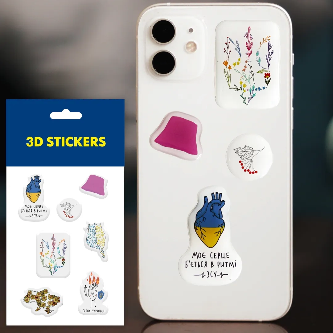 Наліпки 3D стікер Tattooshkaи Квітучий герб Набір 6 стікерів SB-05