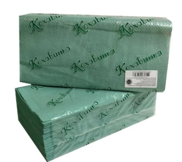 Рушники паперові макулатурні V-подібні Кохавинка 23х25 см 170 листів зелені