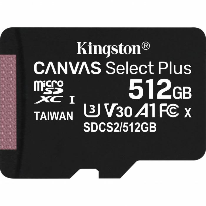 Картка Kingston 512GB microSDXC class 10 UHS-I U3 V30 A1 Canvas Select Plus (SDCS2/512GBSP)