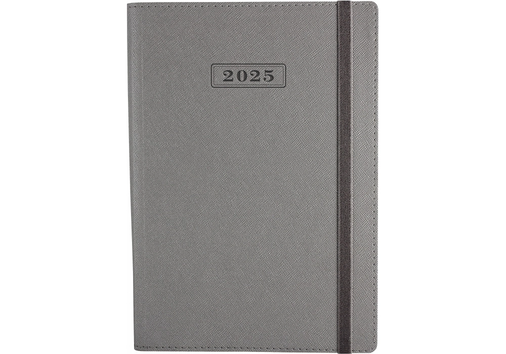 Щоденник датований А5 2025 Optima Cross срібло з гумкою O25235-16 Щоденник датований А5 2025 Optima Cross срібло з гумкою O25235-16