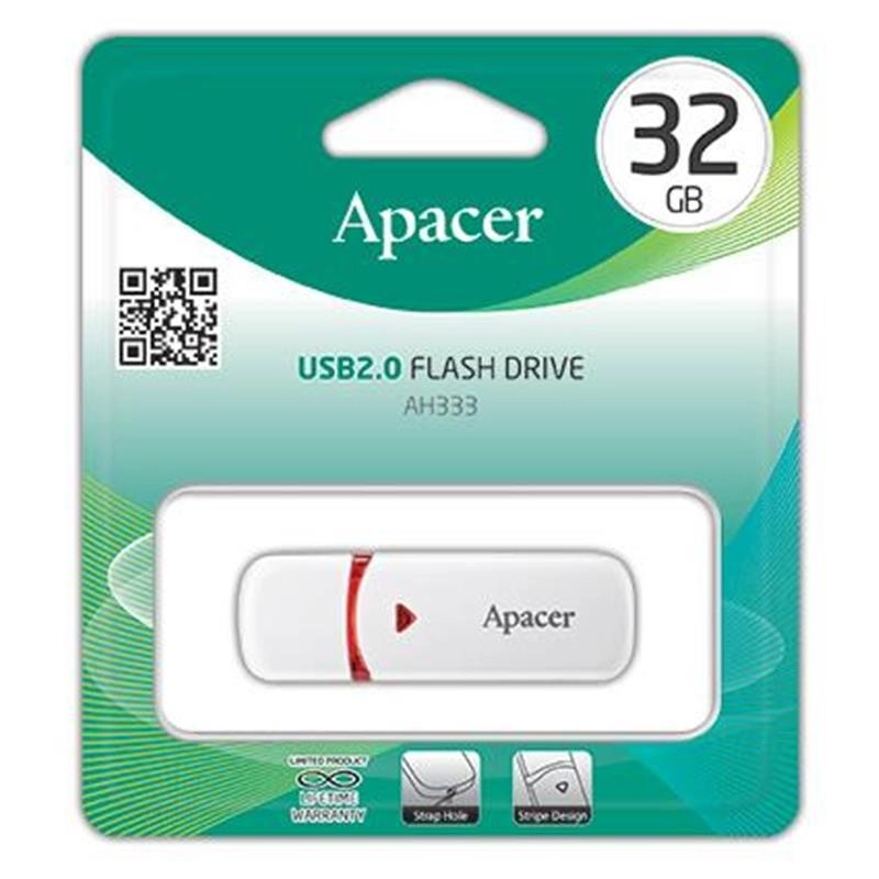 USB флеш накопичувач Apacer 32GB AH333 white USB 2.0 (AP32GAH333W-1)