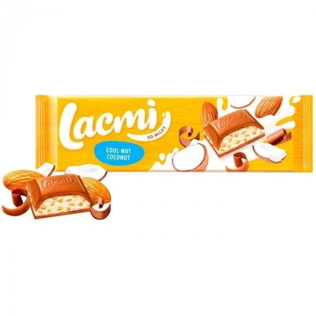 Шоколад Roshen Lacmi Cool-Nut-Coconut молочний з мигдалем та кокосом ВКФ 280г