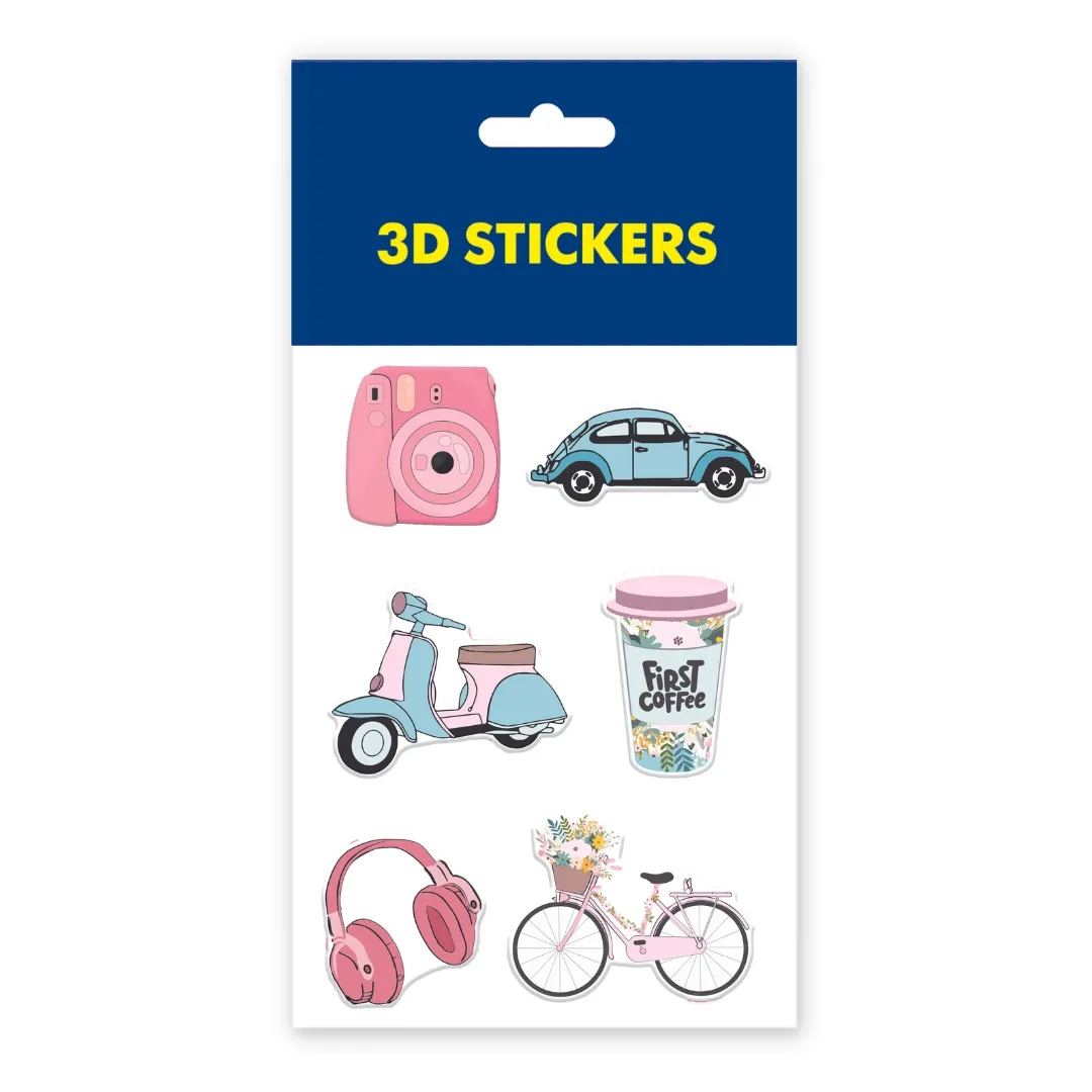 Наліпки 3D стікер Tattooshkaи Pink moto Набір 6 стікерів SB-29