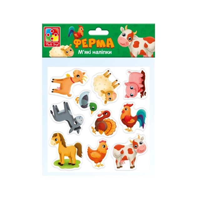 Набір для творчості мякі наліпки Ферма Vladi Toys VT4210-08