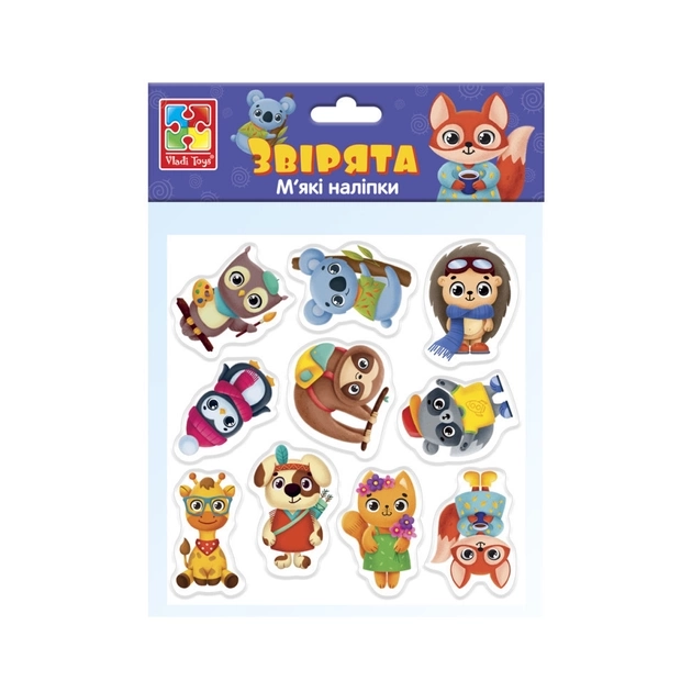 Набір для творчості мякі наліпки Звірята Vladi Toys VT4210-10