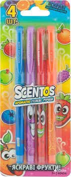 Набір ароматних гелевих ручок Scentos Яскраві фрукти 4шт 40454