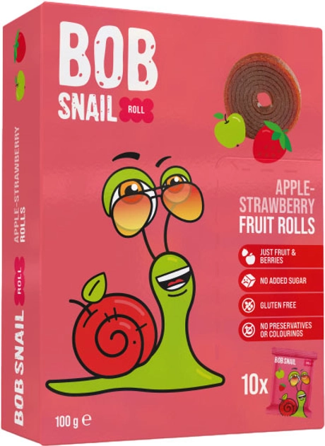 Цукерки натуральні Bob Snail Яблучно-Полуничні Цукерки 100г