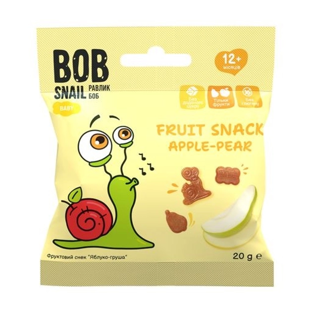 Фруктовий снек Bob Snail Яблуко-Груша д 20г