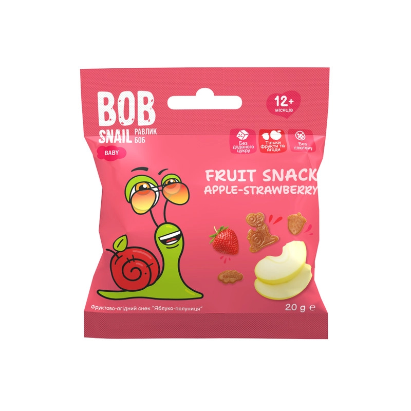 Фруктовий снек Bob Snail Яблуко-Полуниця д 20г