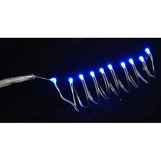 Гірлянда світлодіодна Yes! Fun LED-нить, 10 ламп, блакитна, 0,55 м., 1 реж. мигання, срібна