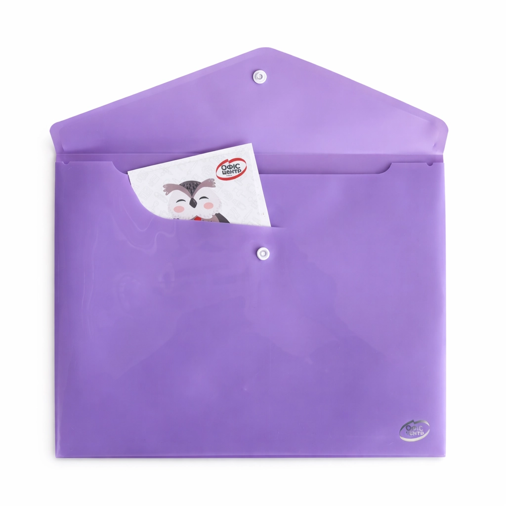 Папка-конверт А4 на кнопці Офіс Центр лавандова 180 мкм ОС31301-22