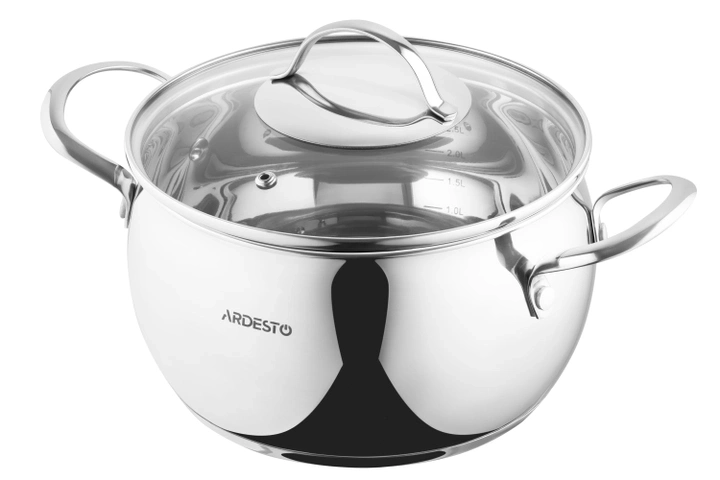 Кастрюля Ardesto Gemini скляна кришка 4,0 л нержавіюча сталь AR4340GB