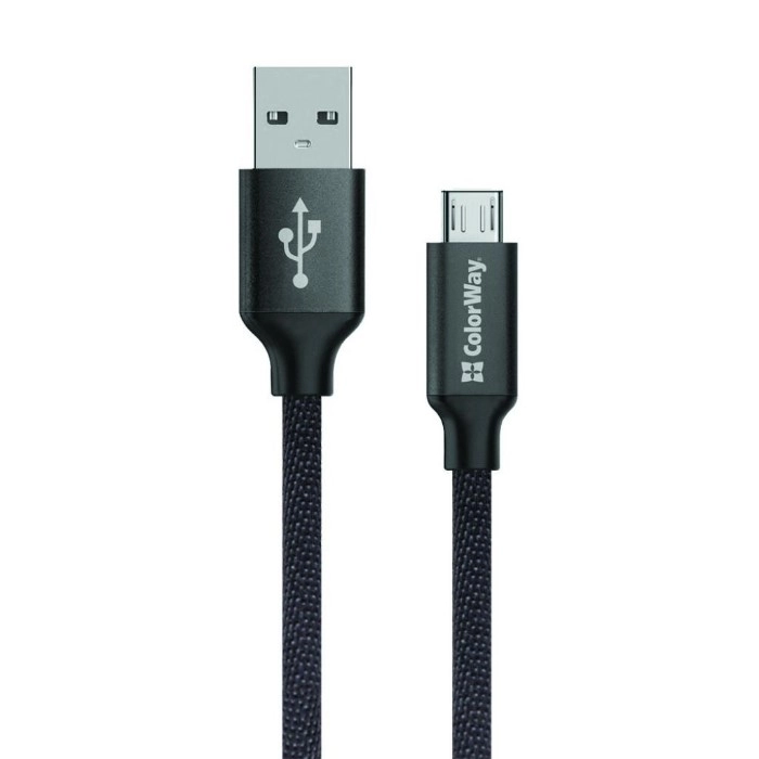Кабель Colorway USB - MicroUSB 2.1А 1м чорний (CW-CBUM002-BK)
