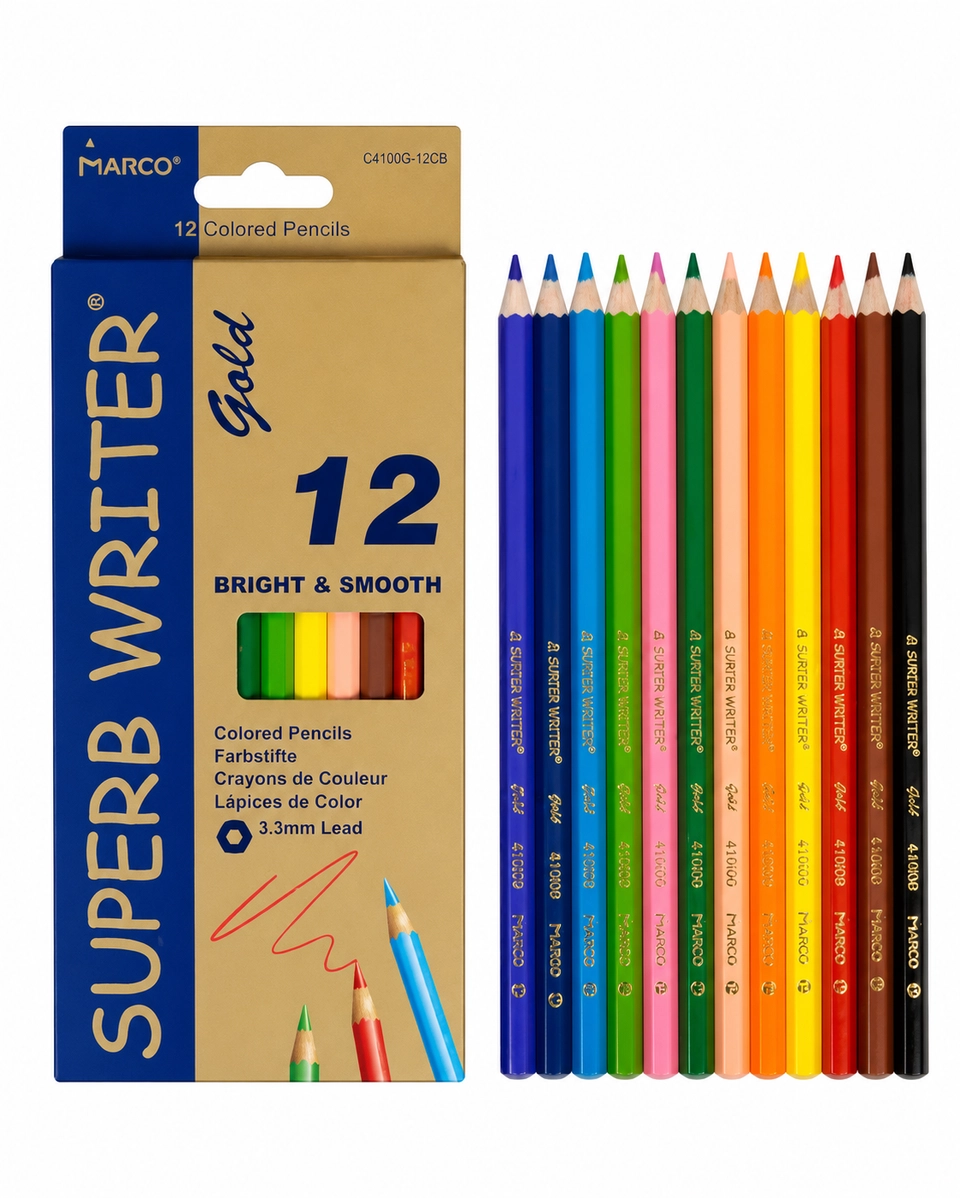 Олівці 12 кольорів шестигранні Marco Superb Writer Gold E4100G-12CB — фото 2