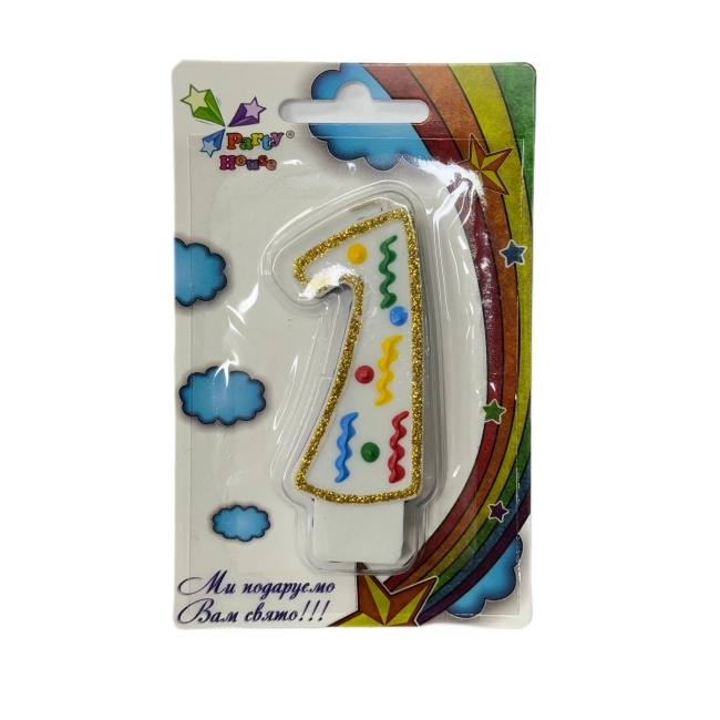 Свічка цифра велика, 1, 1 шт