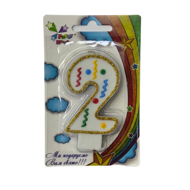 Свічка цифра велика, 2, 1 шт
