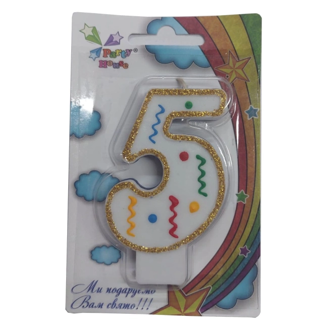 Свічка цифра велика, 5, 1 шт