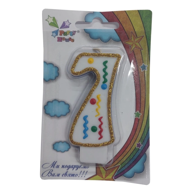 Свічка цифра велика, 7, 1 шт