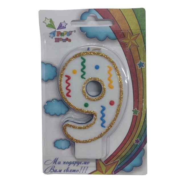 Свічка цифра велика, 9, 1 шт