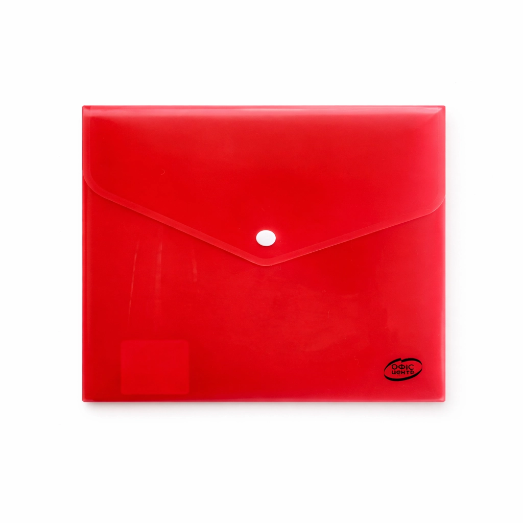Папка-конверт А5 прозора на кнопці червона 180 мкм — фото 3
