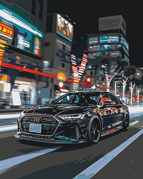 Картина за номерами Origami UA Авто Чорна ауді 40х50 см