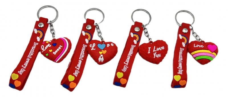Брелок силіконовий з хлястиком Серце-Love 4,5см 3170-6-А