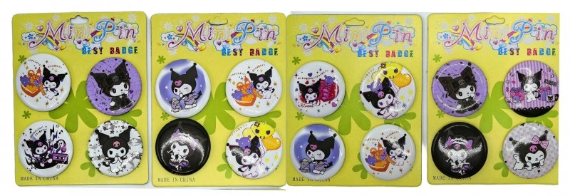 Значок пластик 4шт Зайчик Kuromi 45мм 45-4К