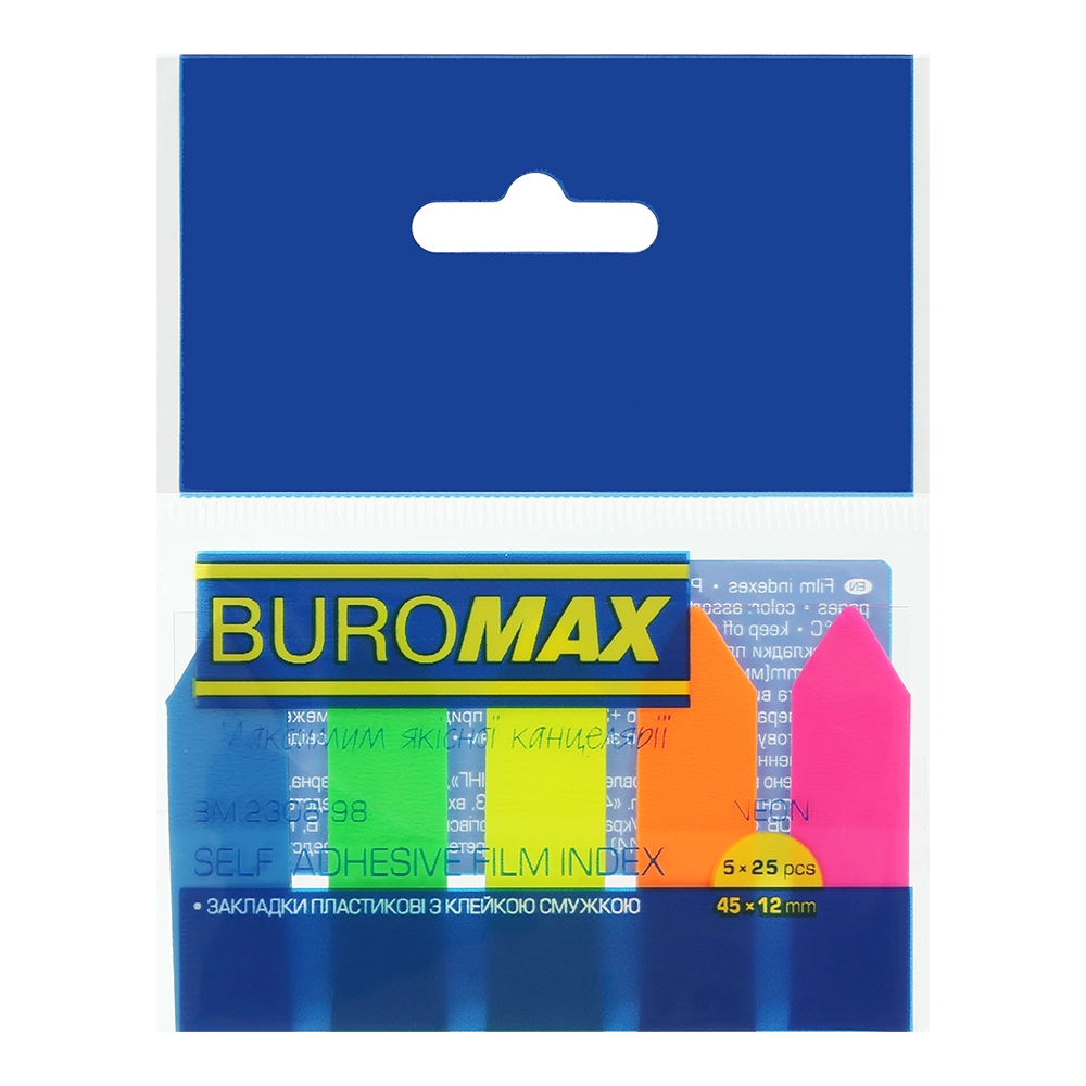 Закладки-флажки пласт. стрілки BM.2308-98 Neon 12*45мм 5 кольорів