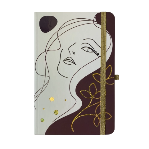 Блокнот на гумці А5 LADY 96 аркушів клітинка BUROMAX офсет бордовий BM.255106-13