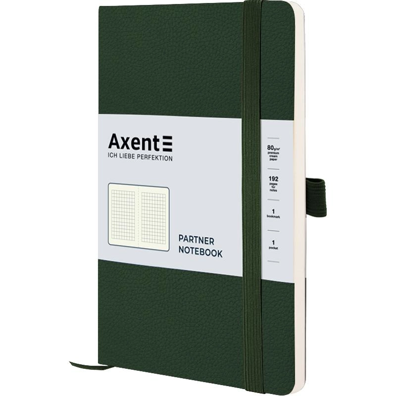 Книга записна Axent Partner Soft Skin 125х195 96 аркушів клітинка зелена 8616-23-A
