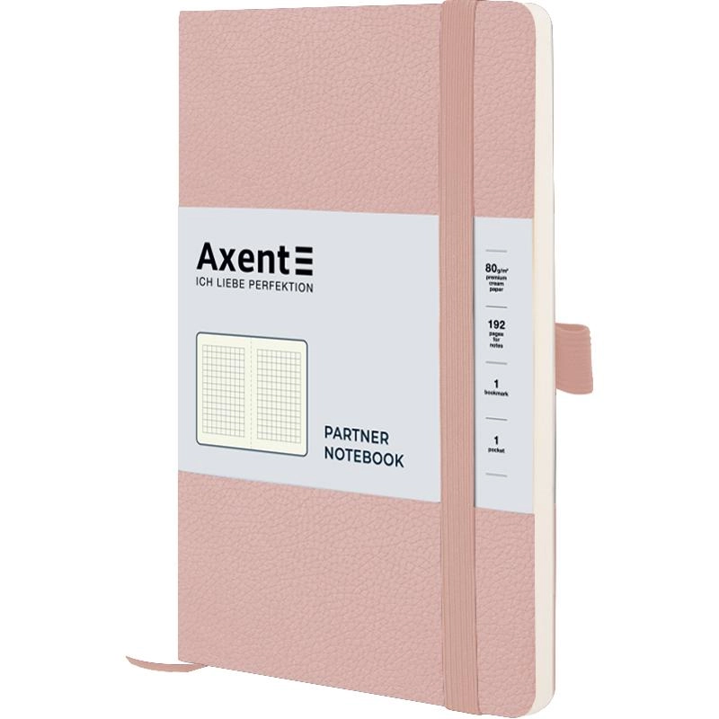 Книга записна Axcent Partner Soft Skin 125х195 96 аркушів клітинка пудрова 8616-24-A