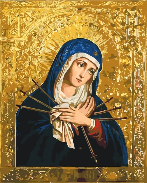 Картина за номерами Origami UA Релігія Ікона Божої Матері з фарбами металік 40х50 см