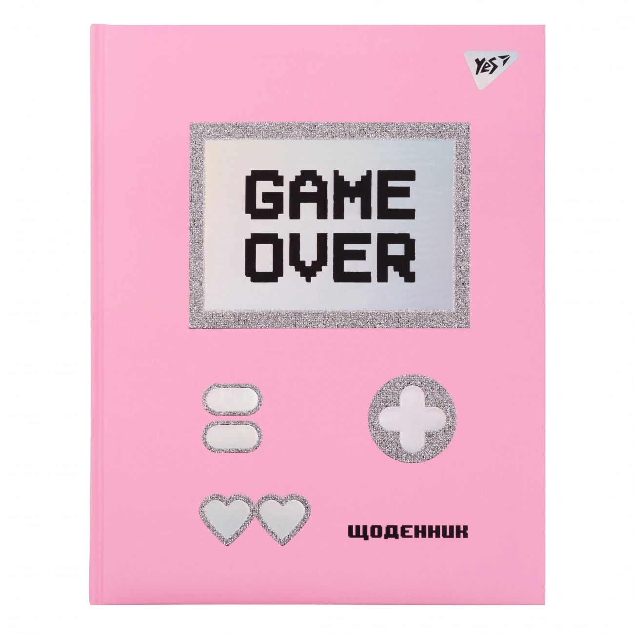 Щоденник шкільний YES твердий Trend. Game over софт-тач, срібл. глітер, голограф. фольга