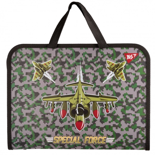 Папка-портфель YES FC на блискавці з тканинними ручками Military 492243