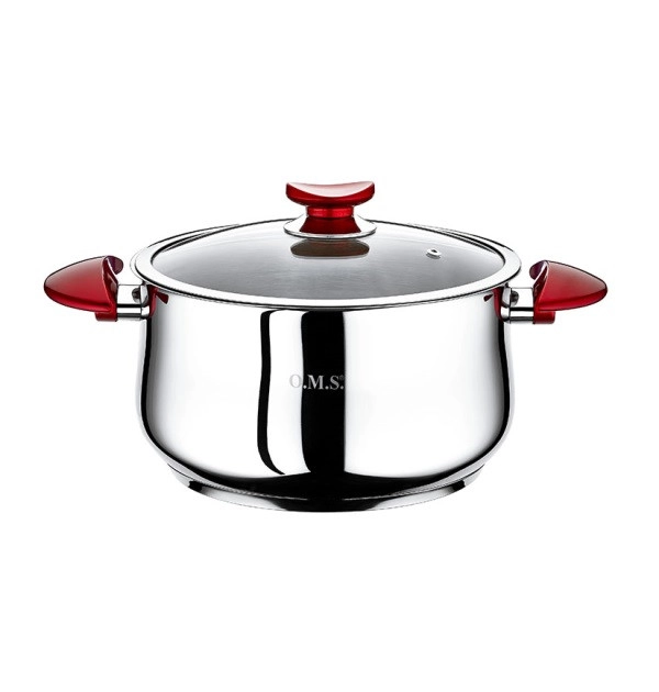 Кастрюля OMS із нержавіючої сталі D18 см 2,3л з кришкою скло OMS 2038-18-2,3л