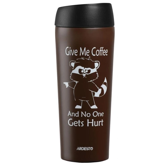 Термочашка Ardesto Coffee time Raccoon 450 мл коричн нержавеющая сталь AR2645DML