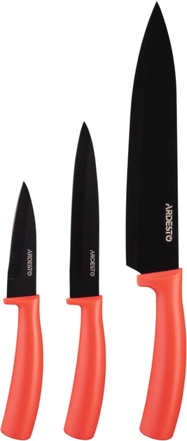 Набір ножів Ardesto Black Mars 3 предметів червоний AR2103BR