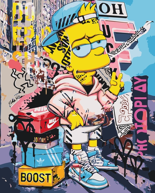 Картина за номерами Origami UA Герої кіно Ікона Стилю - Барт Сімпсон 40х50 см