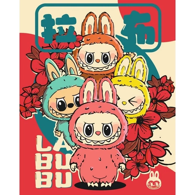 Картина за номерами Origami UA Аніме Пухнасті монстрики Лабубу 40х50 см