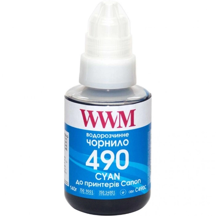 Чорнило WWM Canon GI-490 блакитне 140мл. (C490C)