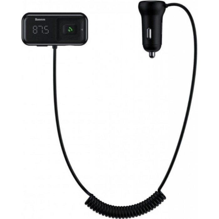 АЗП з FM-модулятором Baseus T typed S-16 wireless MP3 car charger（English) Black