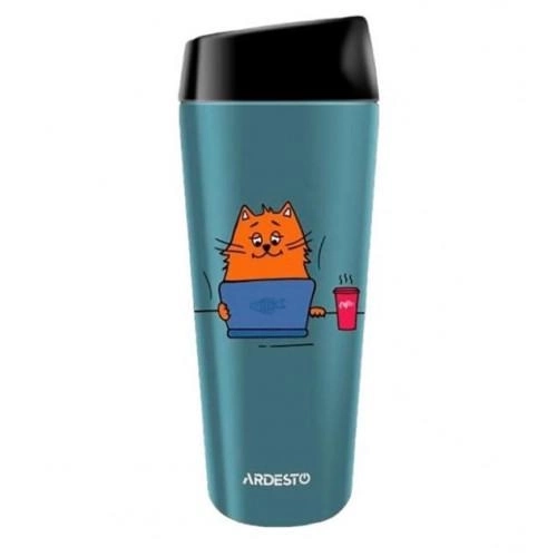 Термокухоль Ardesto Coffee time Red Cat 450 мл нержавіюча сталь синій AR2645CG Термокухоль Ardesto Coffee time Red Cat 450 мл нержавіюча сталь синій AR2645CG