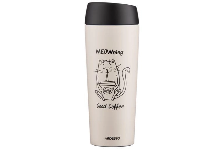 Термокухоль Ardesto Coffee Time Meowning 450 мл нержавіюча сталь бежевий AR2645WC Термокухоль Ardesto Coffee Time Meowning 450 мл нержавіюча сталь бежевий AR2645WC