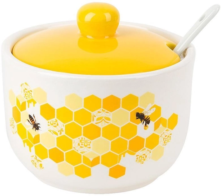 Банка керамічна c ложкою 450 мл Honey DM788-HN Банка керамічна c ложкою 450 мл Honey DM788-HN