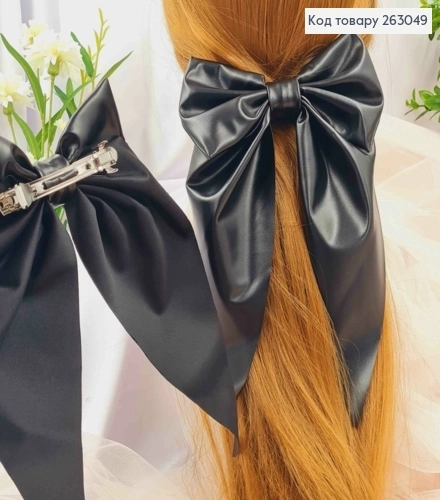 Бант з Еко-Шкіри Soff Чорний на Заколці Автоматик 15х14см 263049