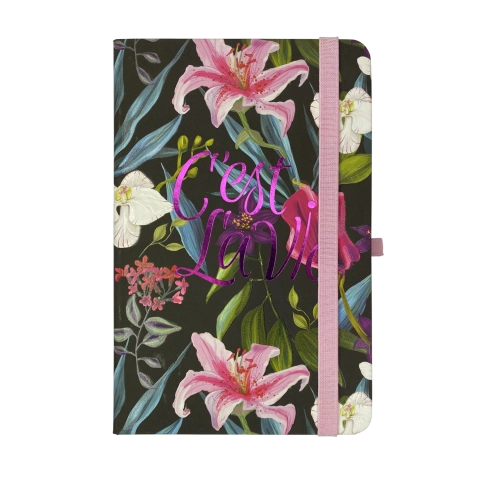 Блокнот на гумці А5 TROPICAL 96 аркушів клітинка BUROMAX офсет чорний BM.255112-01