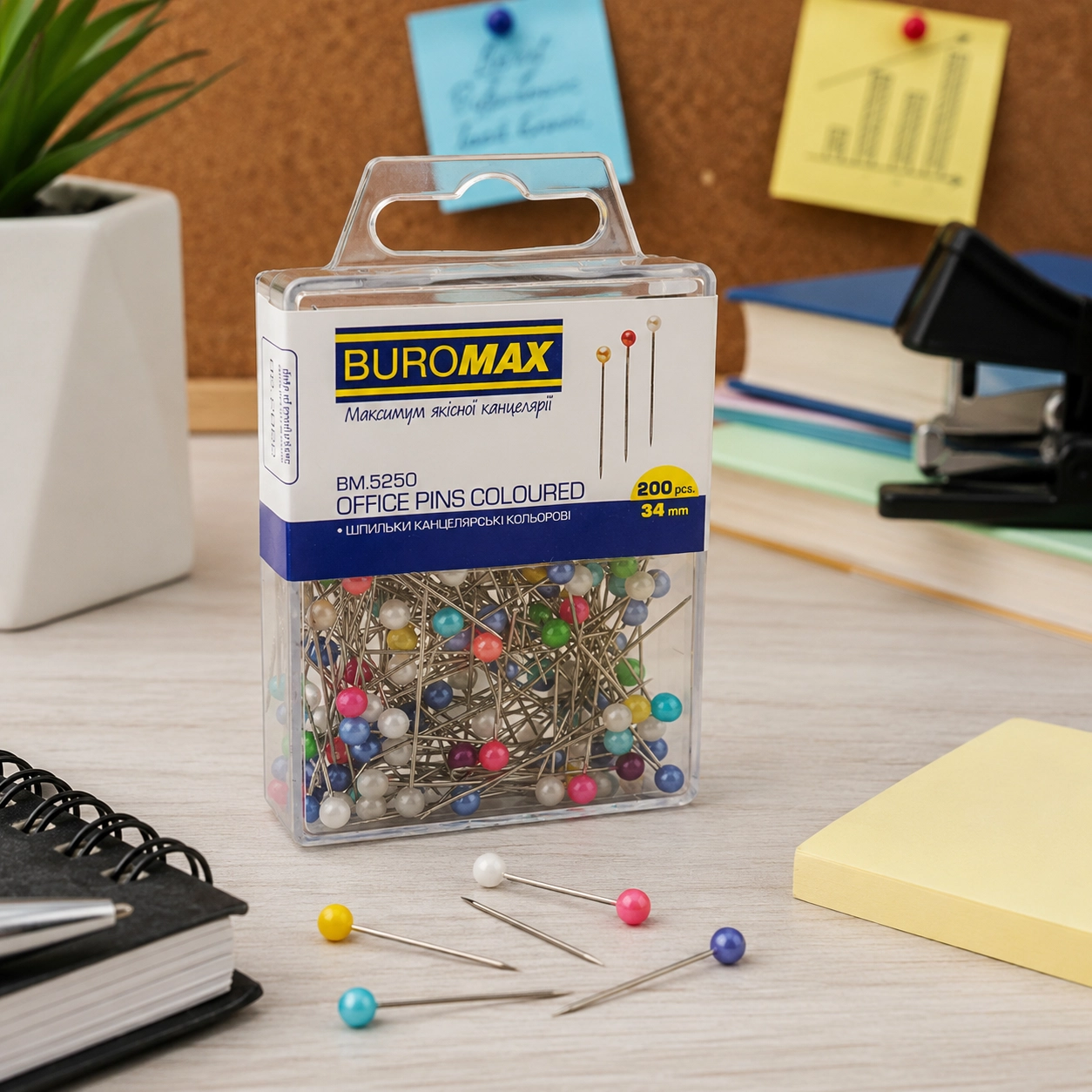 Шпильки кольорові ВМ.5250 Buromax асорті Шпильки кольорові ВМ.5250 Buromax асорті